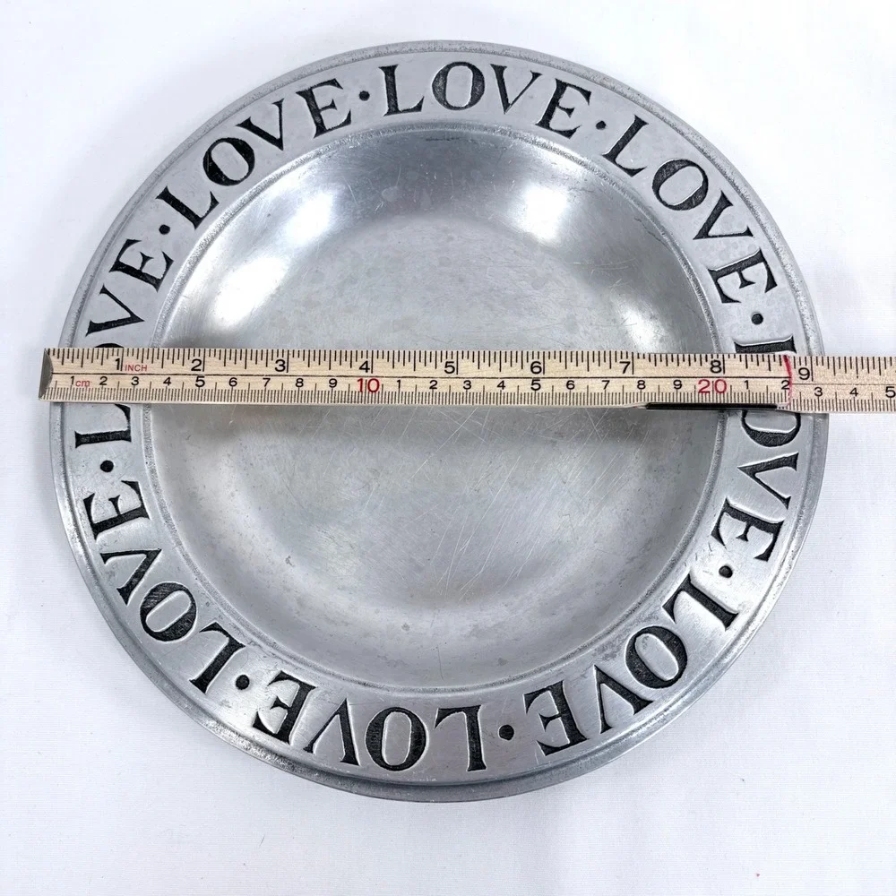 Wilton Armetale Bowl Silver Love Rim Pewter Alternative 9.25 Inch‎ Round